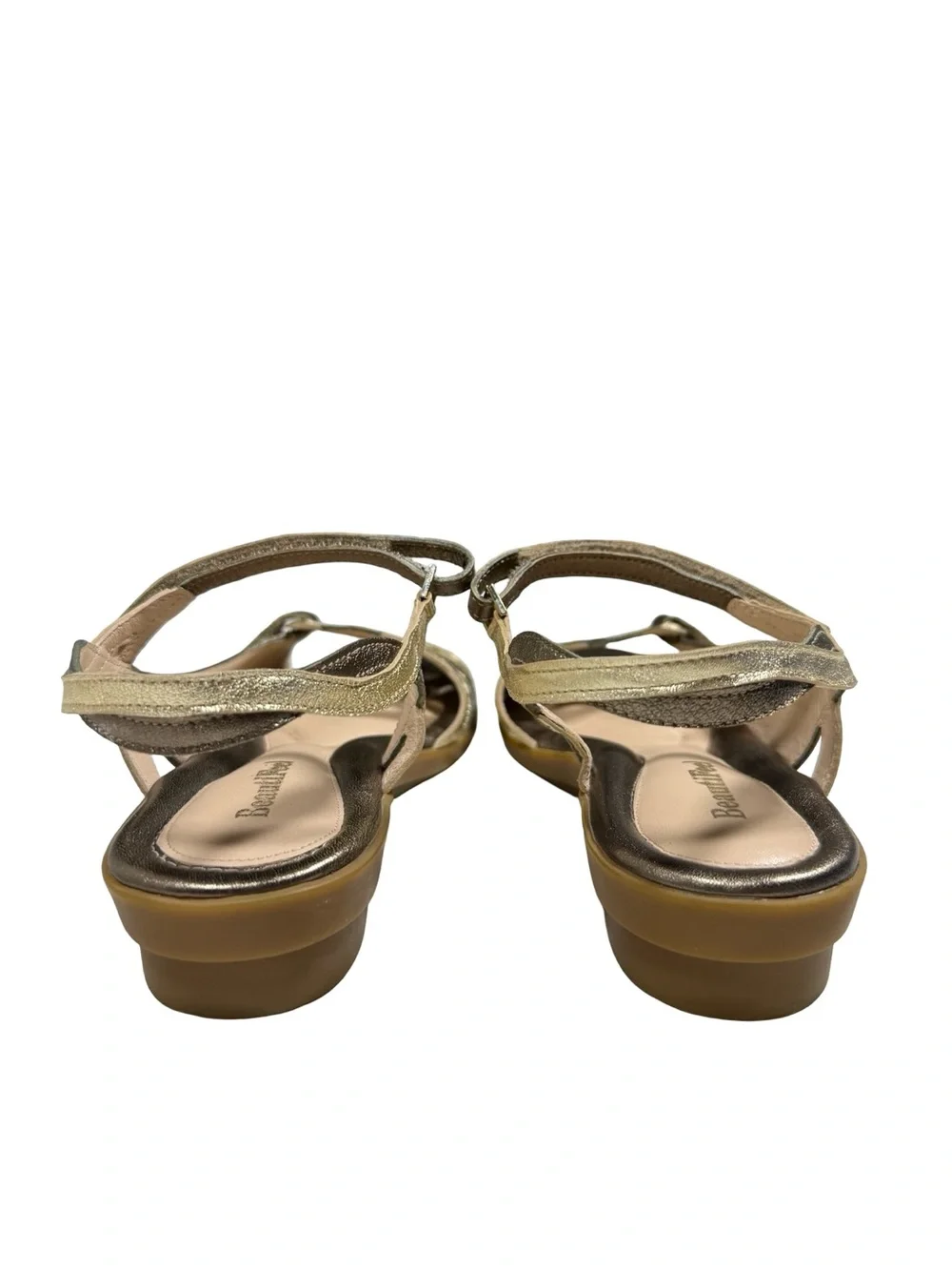 BeautiFeel Sandals Womens Eu40 US 9 Metallic Gold Bronze Leather Comfort Straps